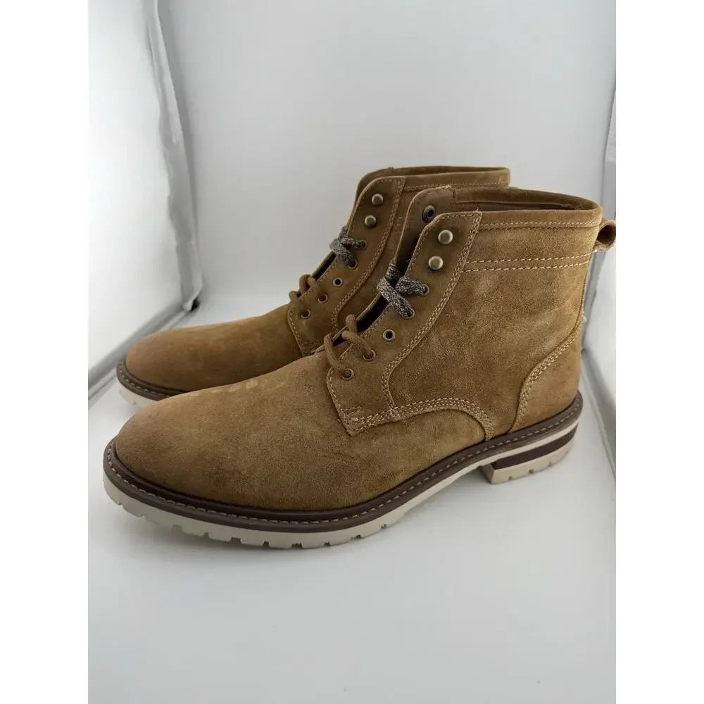NWOB Mens Johnston & Murphy Barrett Plain Toe Boot Suede Leather Shoes Size 8.5